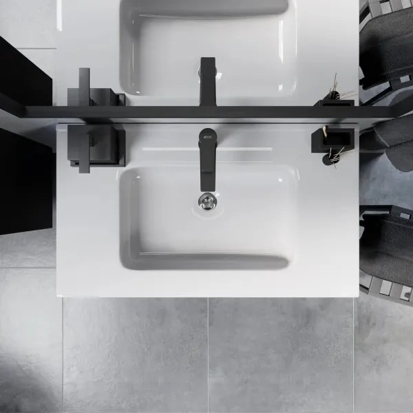 Dulap de baie cu lavoar MOLDE, 80 cm, negru