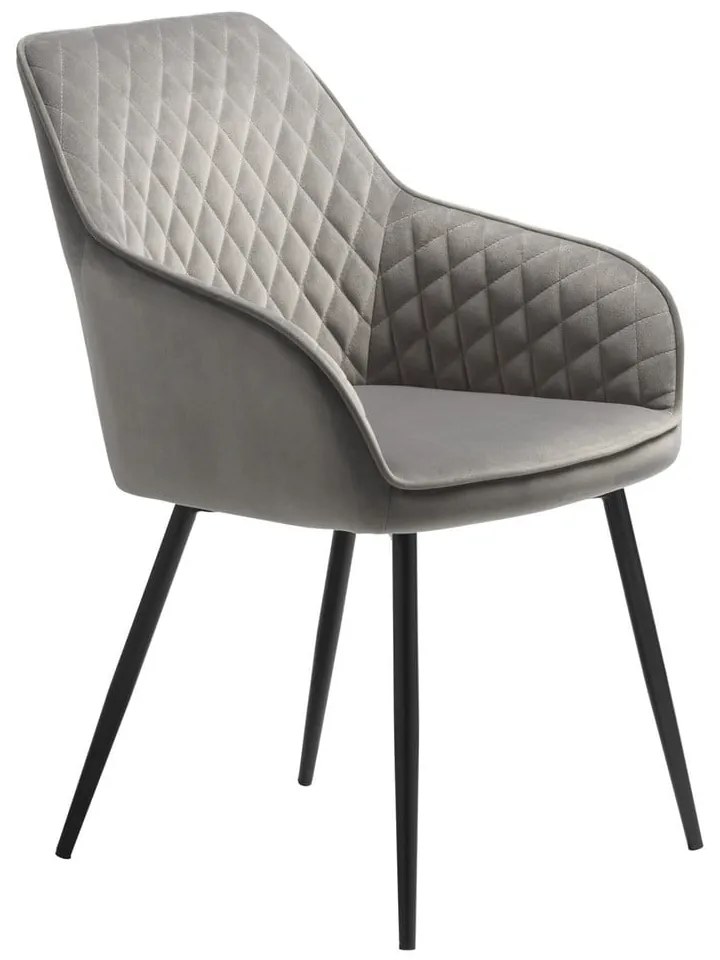 Scaun de sufragerie gri deschis cu cotiere tapițat Milton – Unique Furniture