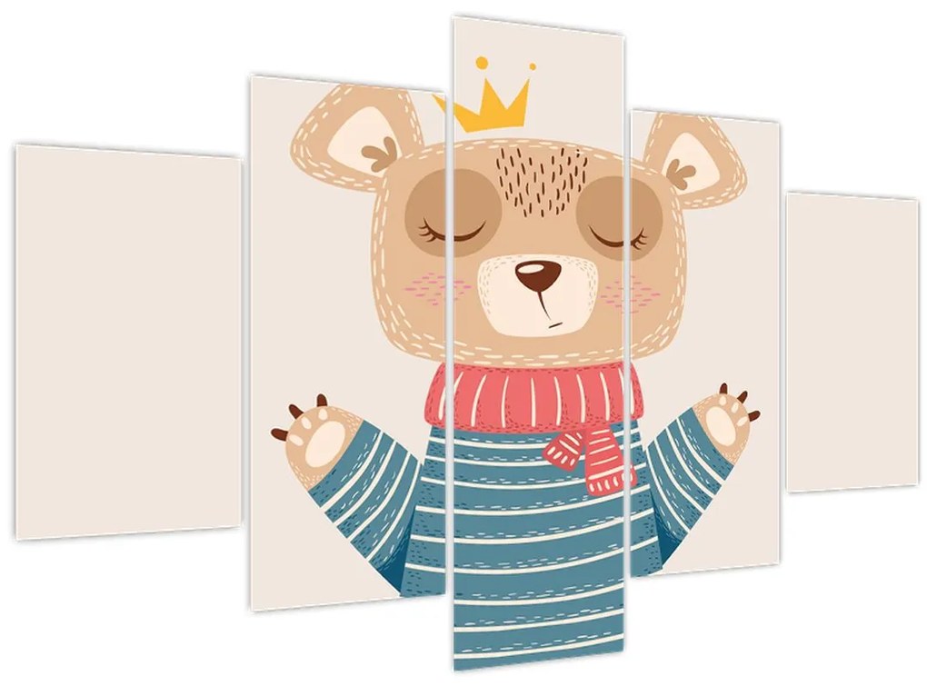 Tablou - Bej ursuleț de pluș cu coroană (150x105 cm)