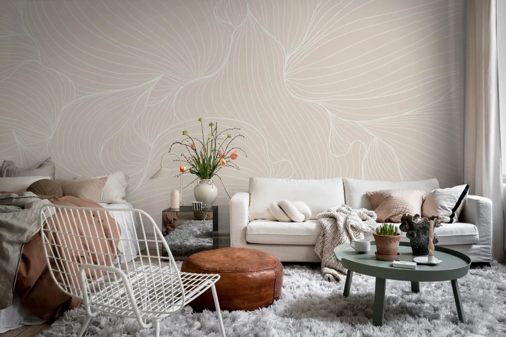 Tapet Plantain Lilies, Warm Beige, Rebel Walls