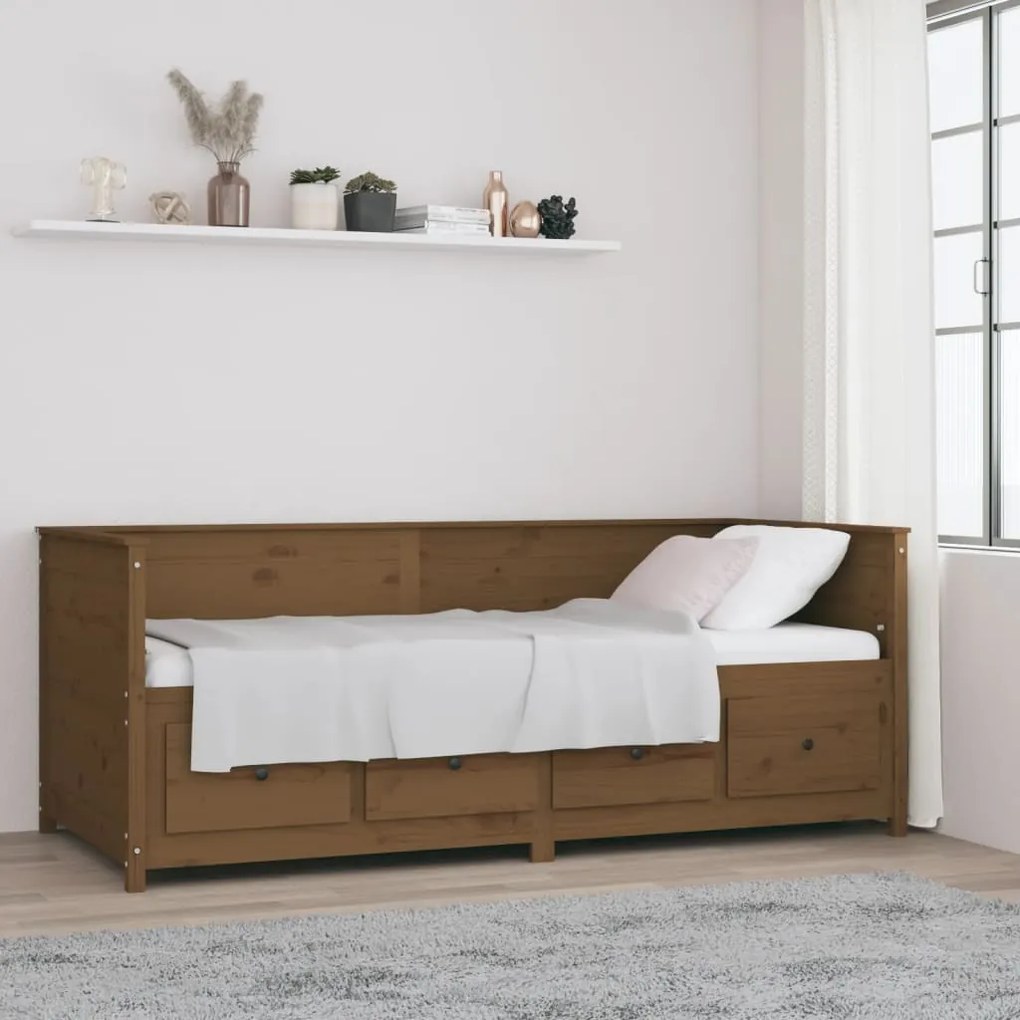 820909 vidaXL Pat de zi, maro miere, 80x200 cm, lemn masiv de pin