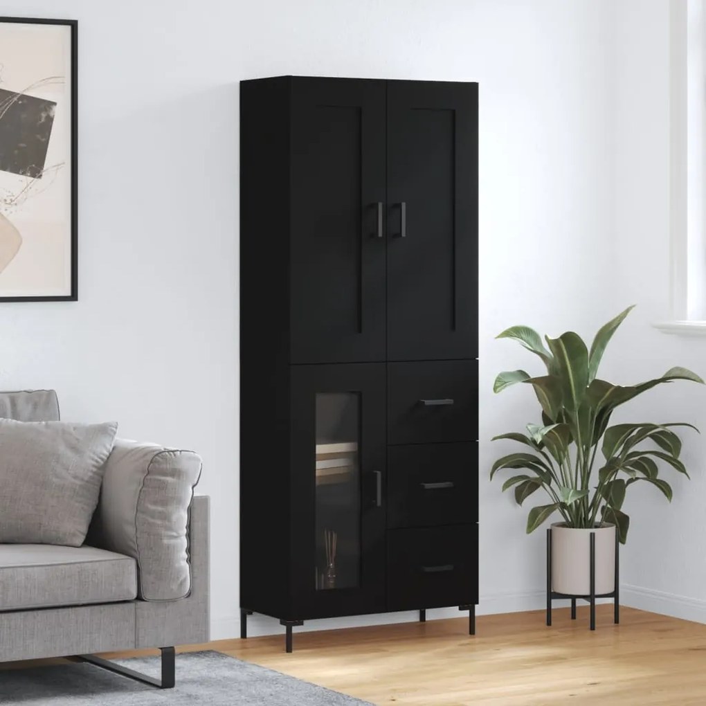 3199938 vidaXL Dulap înalt, negru, 69,5x34x180 cm, lemn compozit
