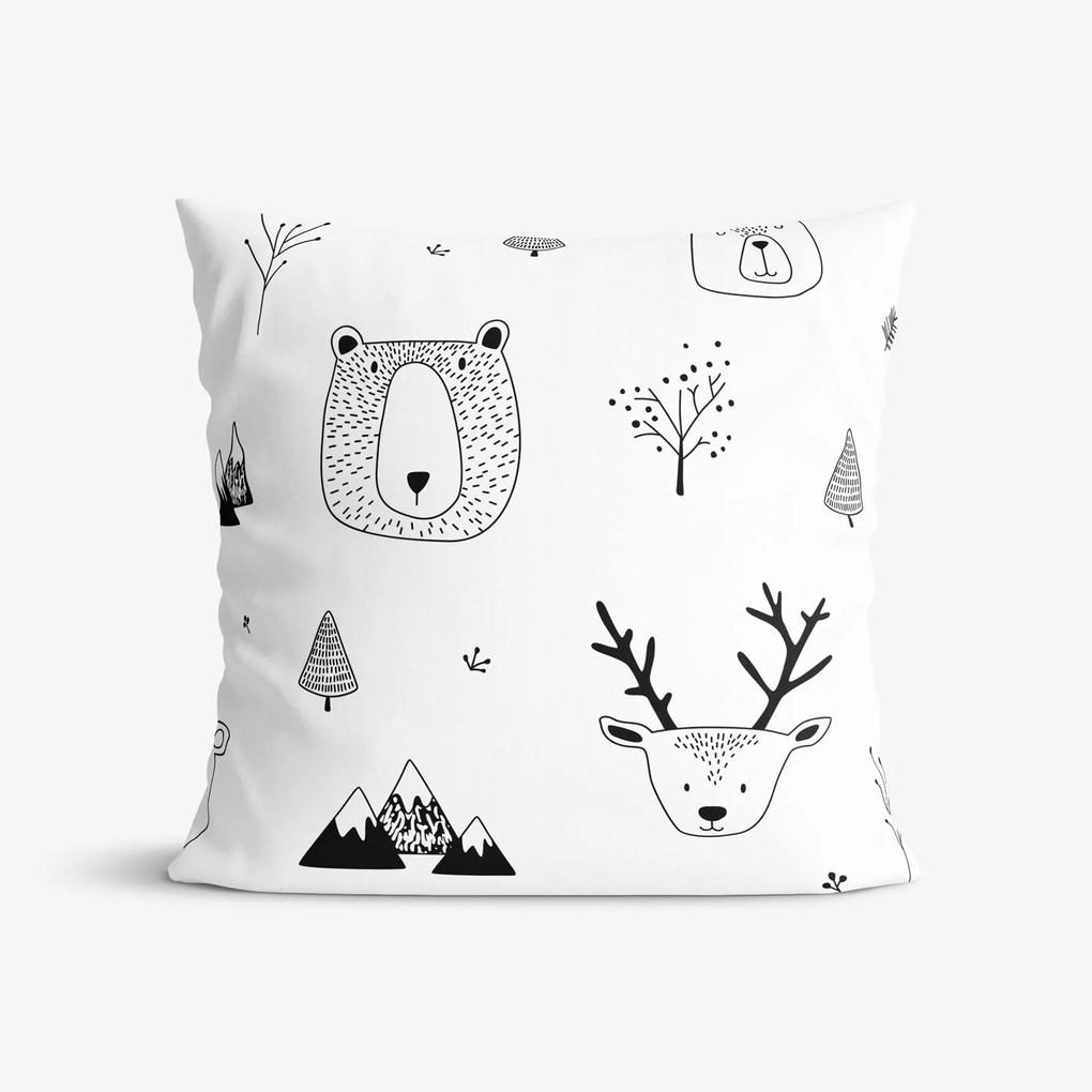 Goldea față de pernă din 100% bumbac pentru copii - animale în peisaj de iarnă 70 x 90 cm