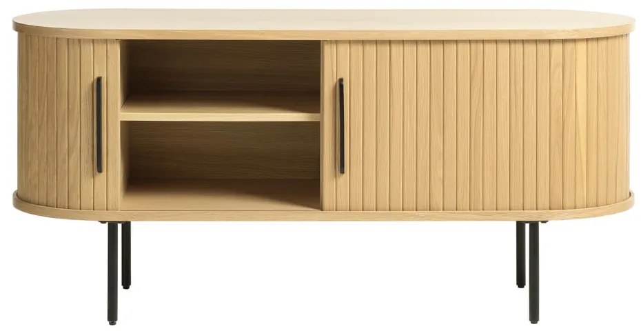Masă TV în culoare naturală cu aspect de lemn de stejar 120x56 cm Nola – Unique Furniture