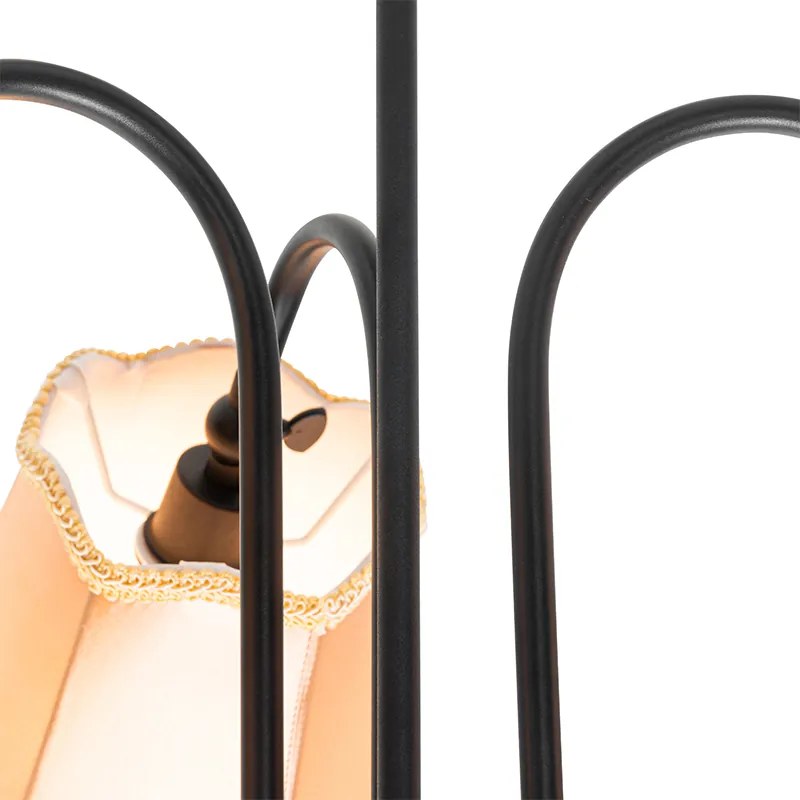 Plafoniera clasică neagră cu abajur auriu cu 3 lumini - Nona