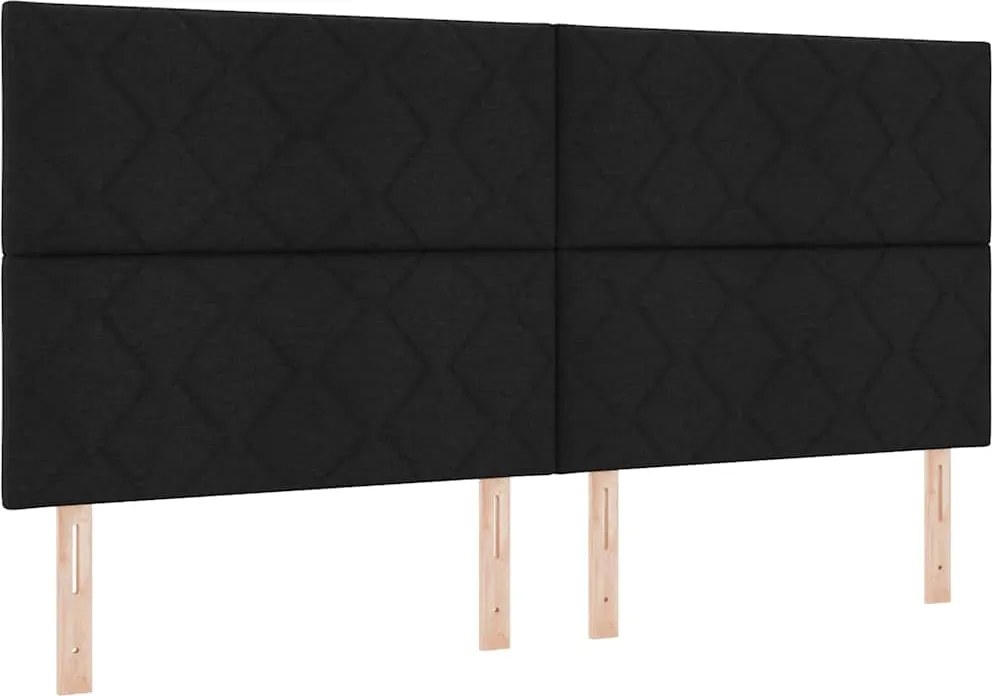 vidaXL Pat cu arc LED cu saltea Negru 200 x 200 cm țesătură