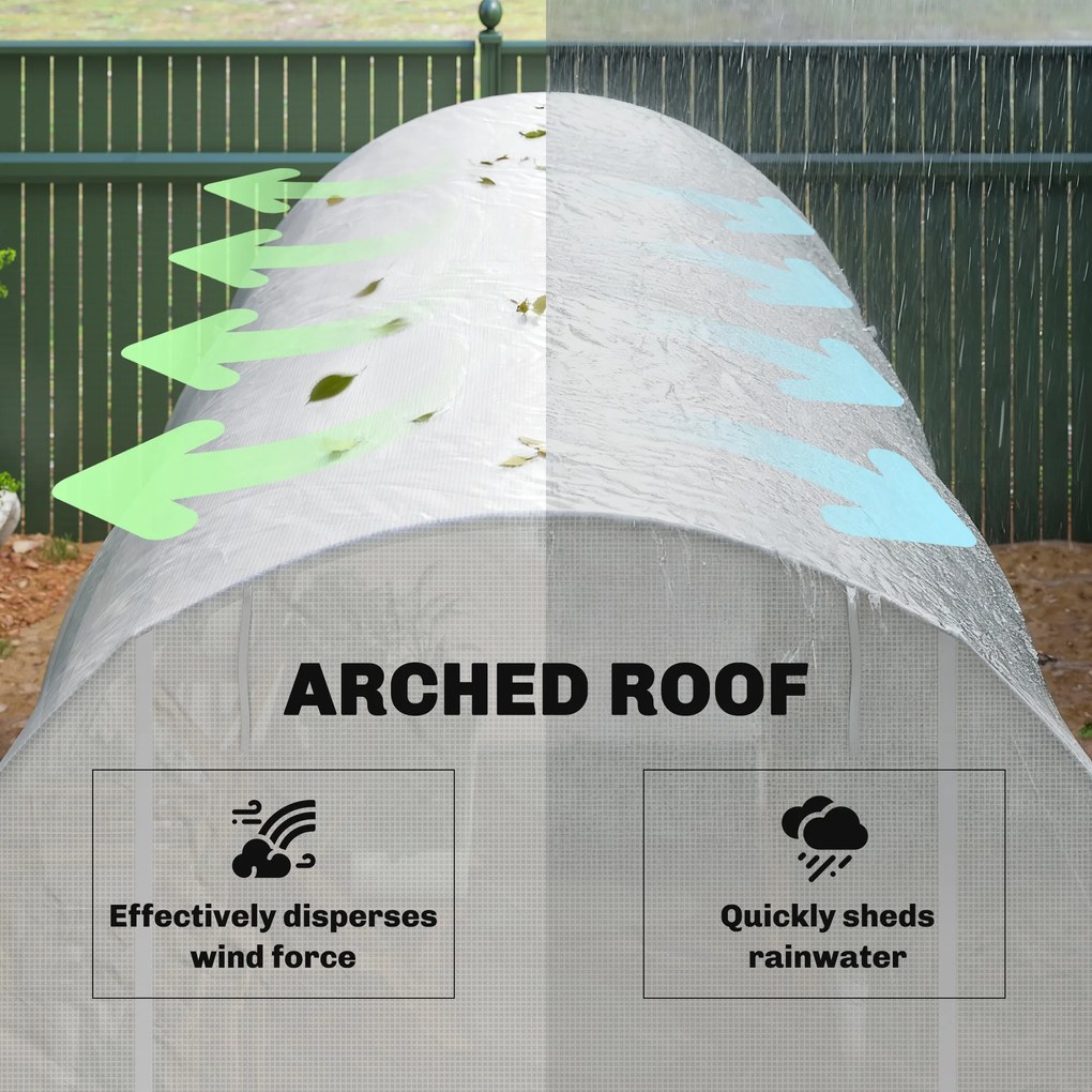 Outsunny sera gradine3,5 x 2 x 2 m, cadru mare din otel galvanizat, tunel din polietilene pentru gradina,  alb | Aosom Romania