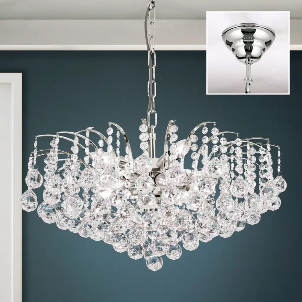 Candelabru cristal Asfour design lux KRISTALL KLASSISCH 9L chrome plated/clear