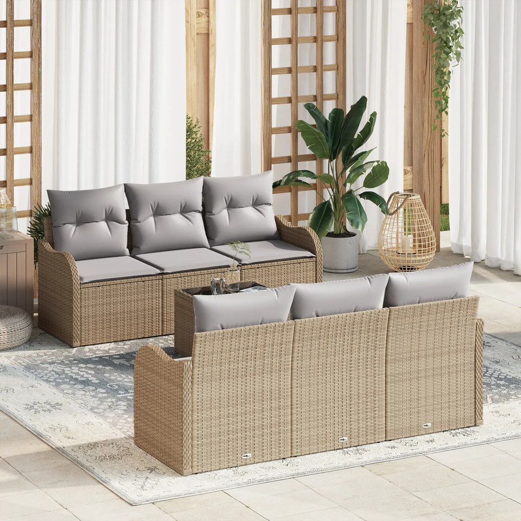vidaXL Set de canapele pentru grădină 7 pcs Bej 55 x 55 x 37 cm