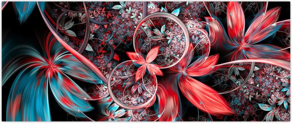 Tablou abstract cu flori exotice (120x50 cm)