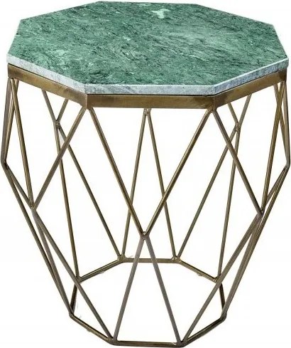 Masuta laterala design minimalist Diamond 50cm, marmura verde