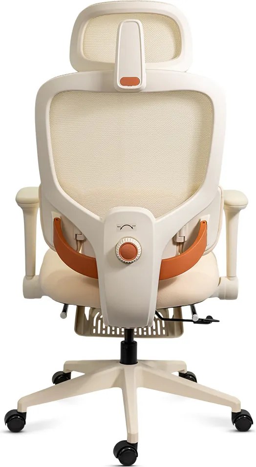 Scaun ergonomic din mesh cu tetieră reglabilă și suport lombar reglabil SYYT 9523 crem