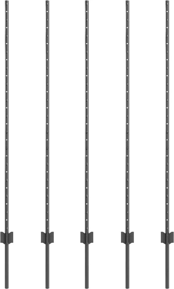 vidaXL Stâlp de gard. 5 pcs Gri 140 cm Oțel