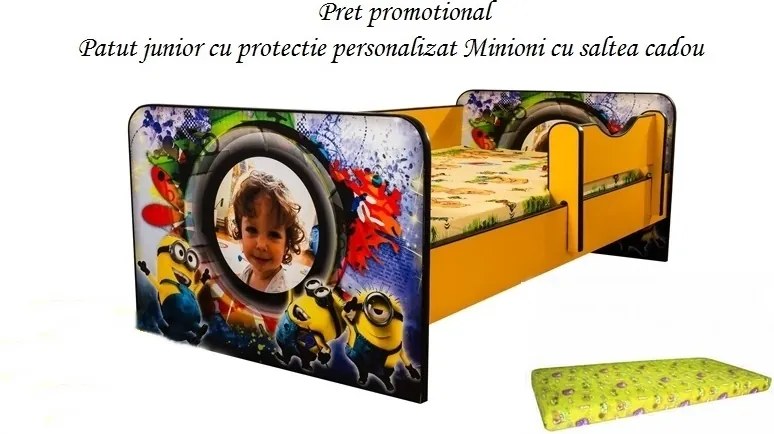 Pat junior personalizat Minioni cu saltea cadou