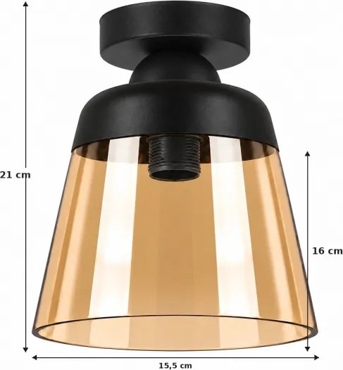 BRILAGI-LED Plafonieră R GLASS 1xE27/60W/230V Ø 15,5 cm negru/bej fumuriu