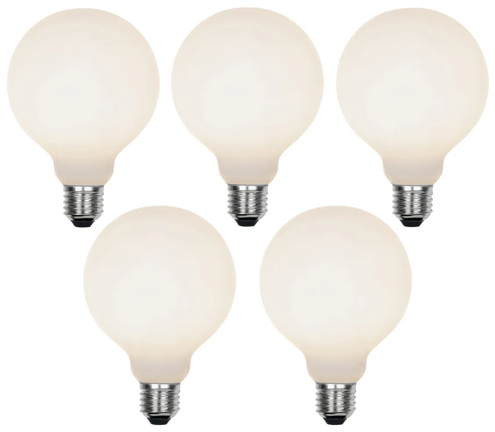 Set de 5 becuri LED reglabile cu 3 trepte E27 G95 mat 5W 550lm 3000K