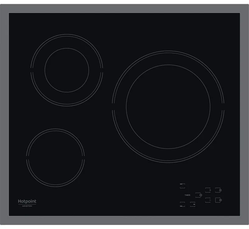 Plita vitroceramica incorporabila Hotpoint-Ariston HR 603X/1, 4500W, 4 zone, 9 trepte, Timer, Electrica, Negru