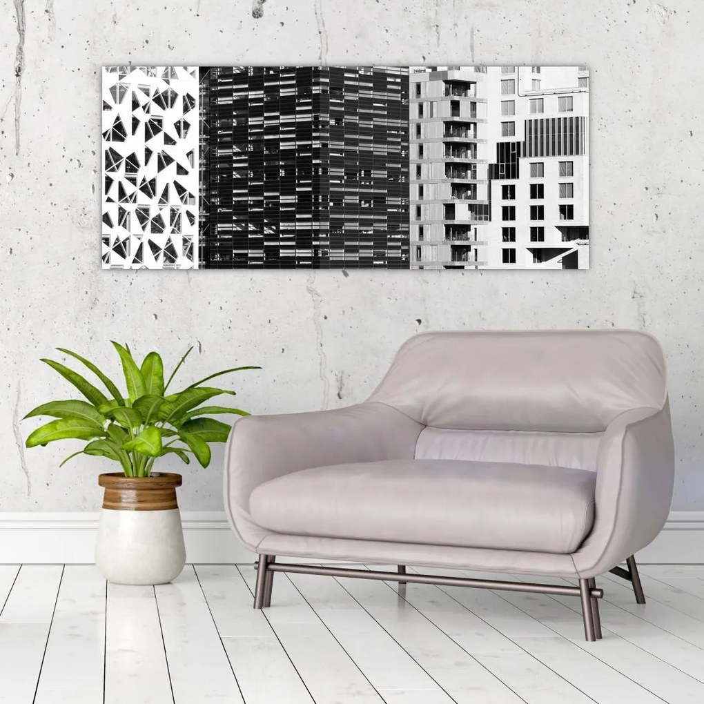 Tablou cu arhitectura alb neagră (120x50 cm)
