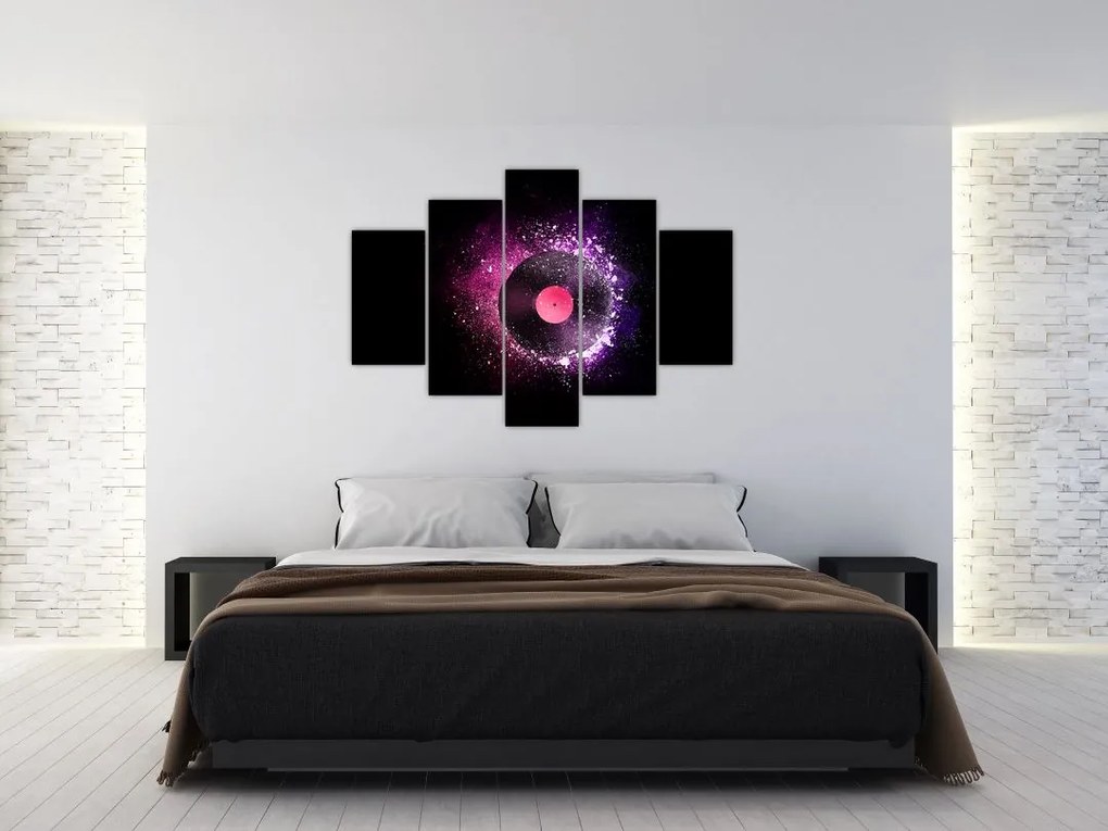 Tablou - Disc de vinil roz-violet (150x105 cm)