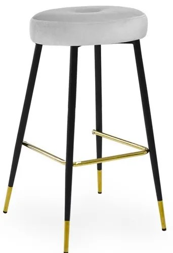 Scaun de bar Circo gri picioare negru/gold - H65 cm