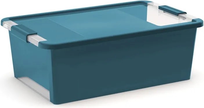 Cutie de depozitare albastru petrol din plastic cu capac 55x35x19 cm Bi-Box – KIS