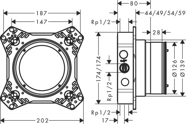 Corp incastrat Hansgrohe IBox Universal 2