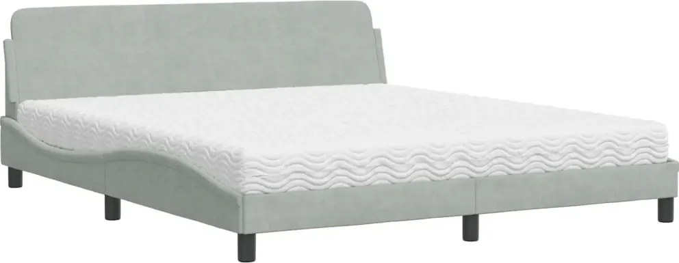 vidaXL Pat cu saltea, Dover, gri deschis, 180x200 cm, catifea