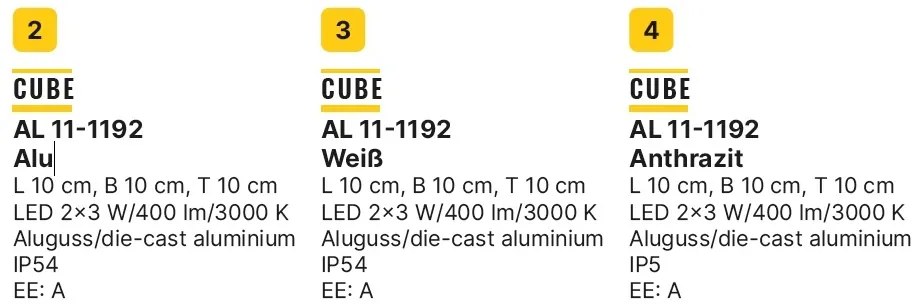 Aplica LED de exterior design modern ambiental IP54 Cube aluminiu