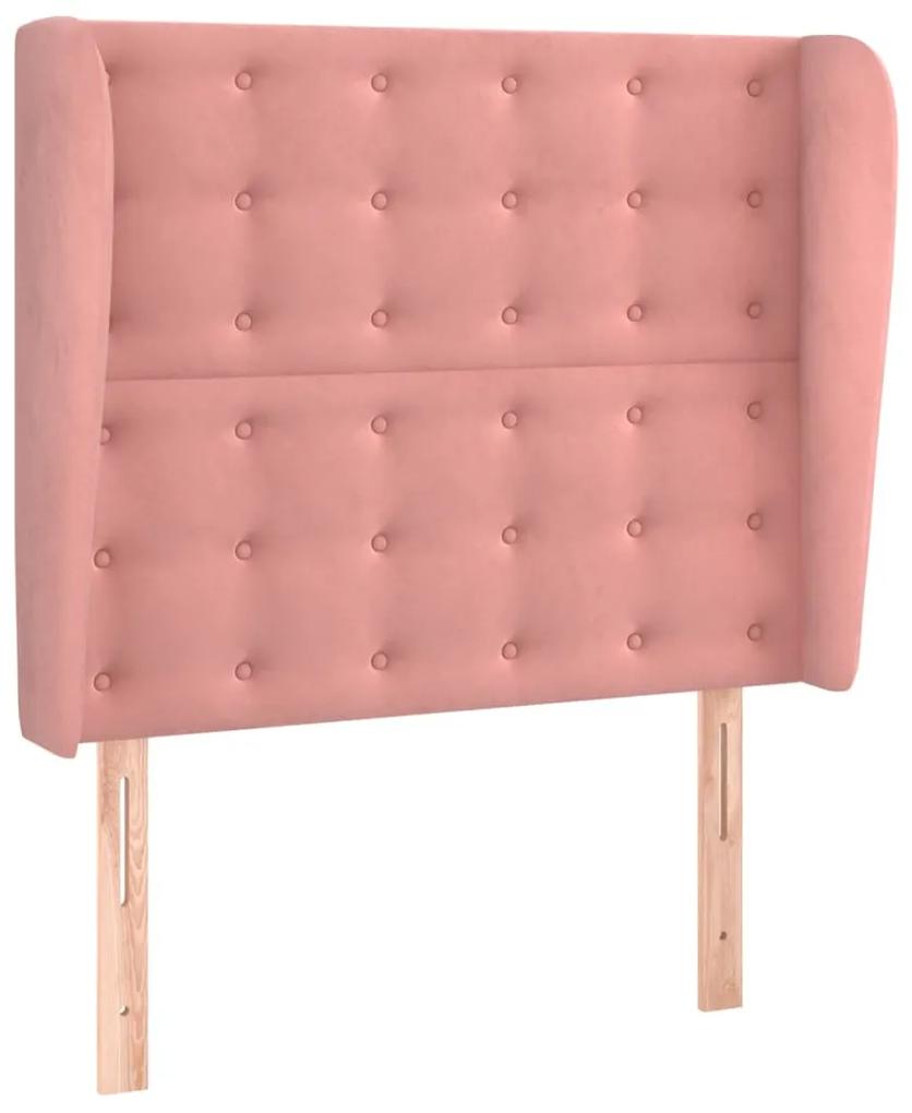 3118431 vidaXL Tăblie de pat cu aripioare, roz, 93x23x118/128 cm, catifea