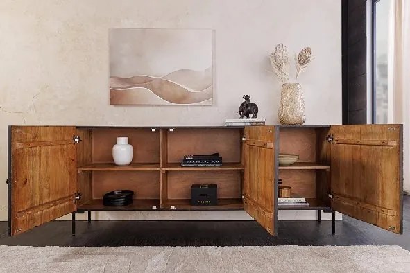 Comoda lemn de mango relief 3D TRIBAL 180cm