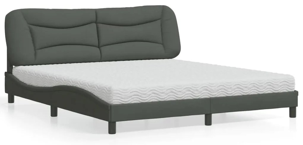 vidaXL Pat cu saltea, gri închis, 180x200 cm, textil