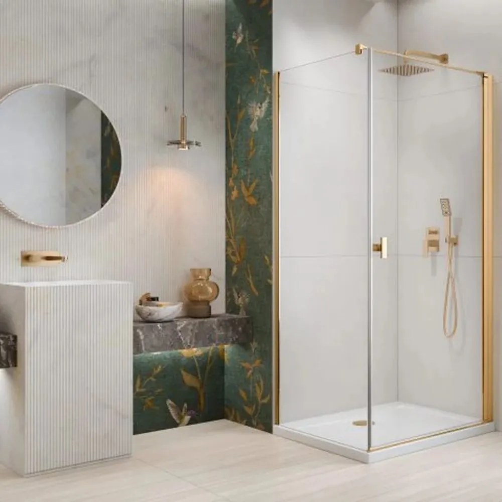 Usa de nisa batanta Radaway Nes KDJ I 80 cm sticla 6 mm auriu-transparent deschidere dreapta