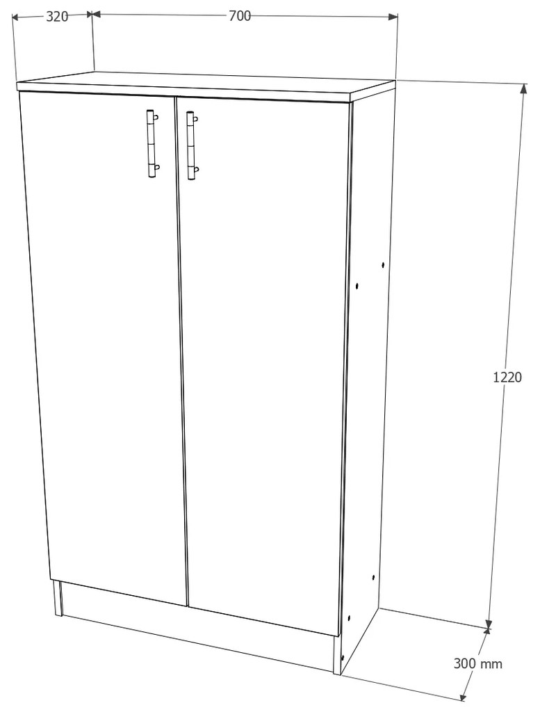 Biblioteca haaus Flint, 2 Usi, Alba, 70 x 32 x 122 cm