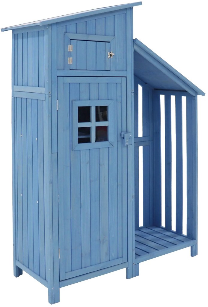 Dulap de grădină cu 2 rafturi, magazie de unelte cu spațiu mare de depozitare, 124x46x174 cm, Albastru