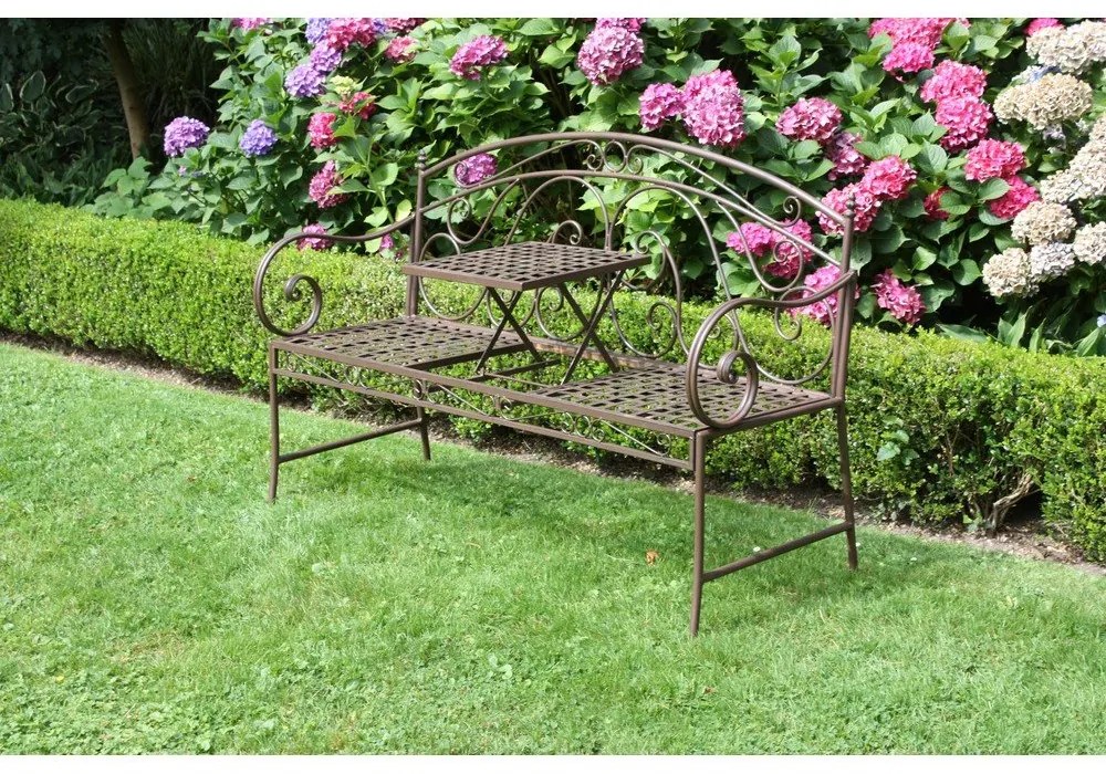 Bancă de grădină maro din metal Saket – Garden Pleasure