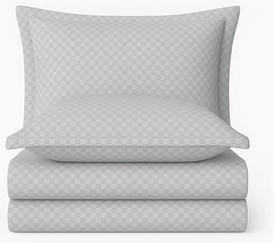Lenjerie de pat gri din bumbac ranforcé pentru pat dublu, extinsă 240x220 cm Checkered – Mila Home Luxury