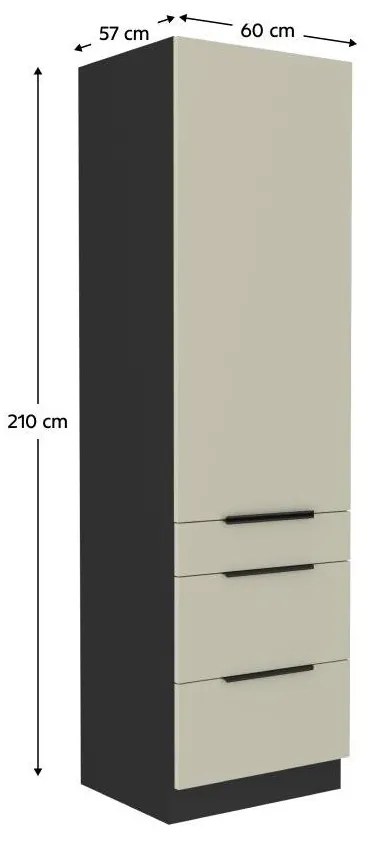 Dulap înalt de bucătărie Arikona 60 Dbuc 210 3S1F (cashmir + negru . 1097066