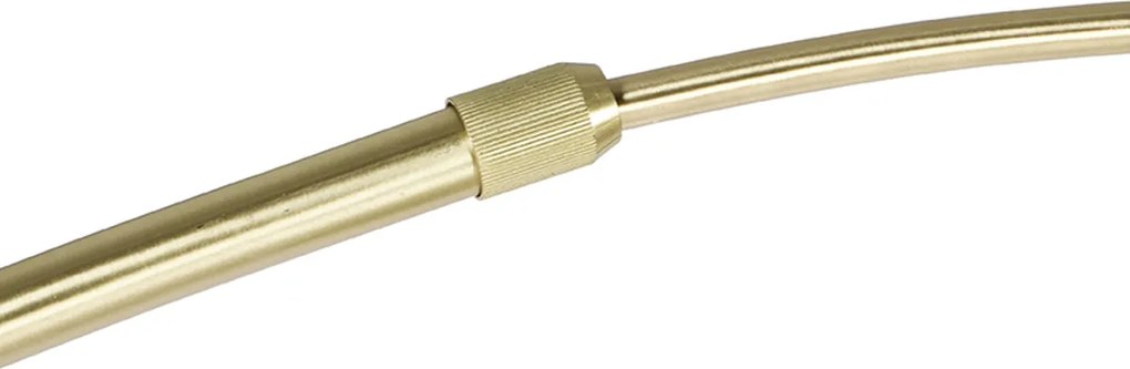 Lampă de podea din alamă cu abajur cu dungi albe și bej de 50 cm - XXL