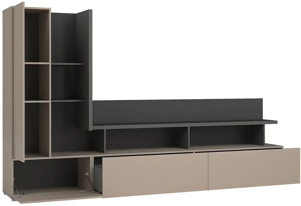 Set living, format din 2 piese, culoare casmir cu negru, 270 cm lungime