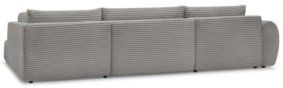 Colțar gri închis extensibil/cu spațiu de depozitare cu tapițerie din catifea reiată (cu colț pe partea dreaptă/în formă de "U") Lucien – Bobochic Paris