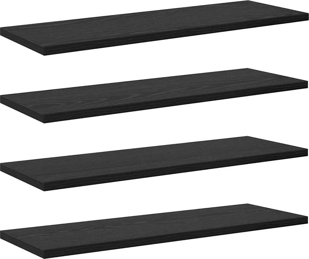 vidaXL Raft pentru cărți 4 pcs Negru 60 x 20 x 1,5 cm Lemn compozit