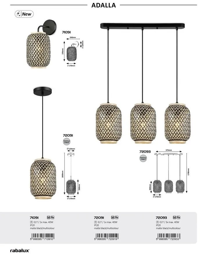 Lustra suspendata design industrial Adalla rattan
