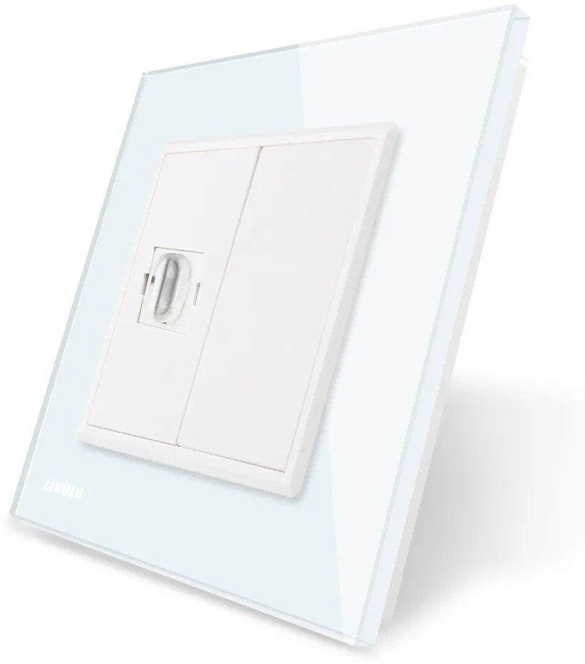 Priza simpla HDMI Livolo cu rama din sticla