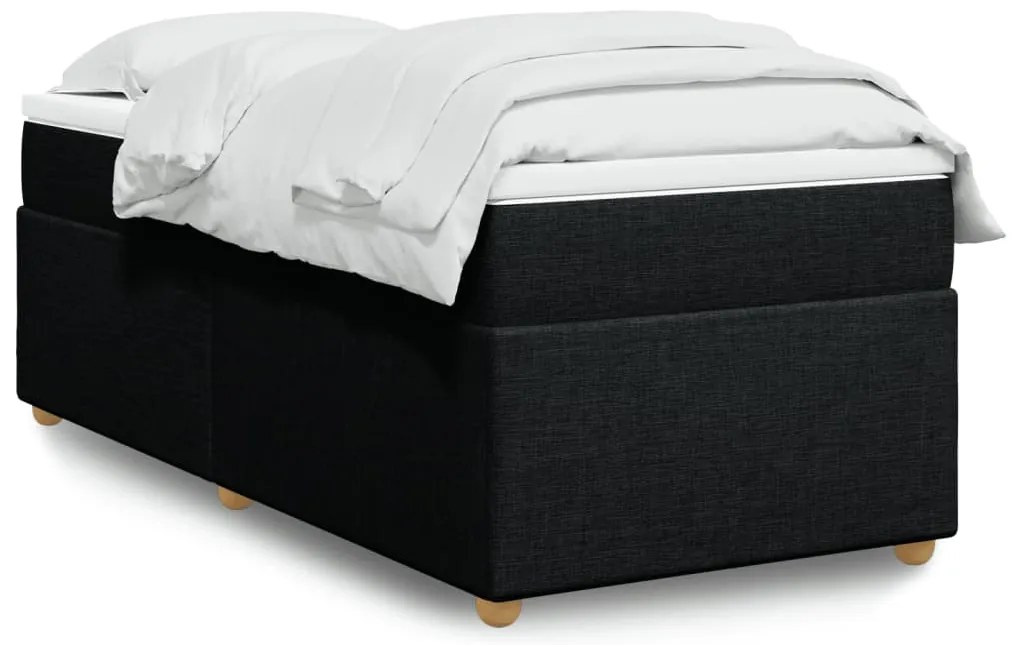 vidaXL Pat box spring cu saltea, negru, 80x200 cm, textil