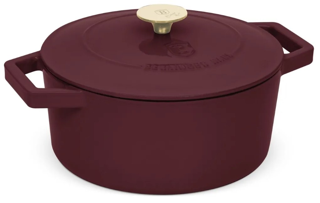 Oală din fontă emailată cu capac 24 cm, 4.35L – Berlinger Haus Leonardo Collection BH 6542, ideală pentru cuptor, friptură sau pâine