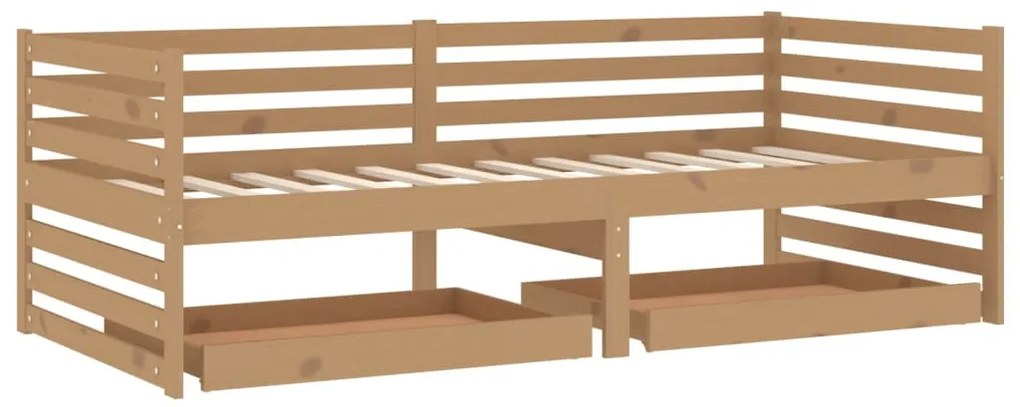 3083692 vidaXL Pat de zi cu sertare, maro miere, 90x200 cm, lemn masiv de pin