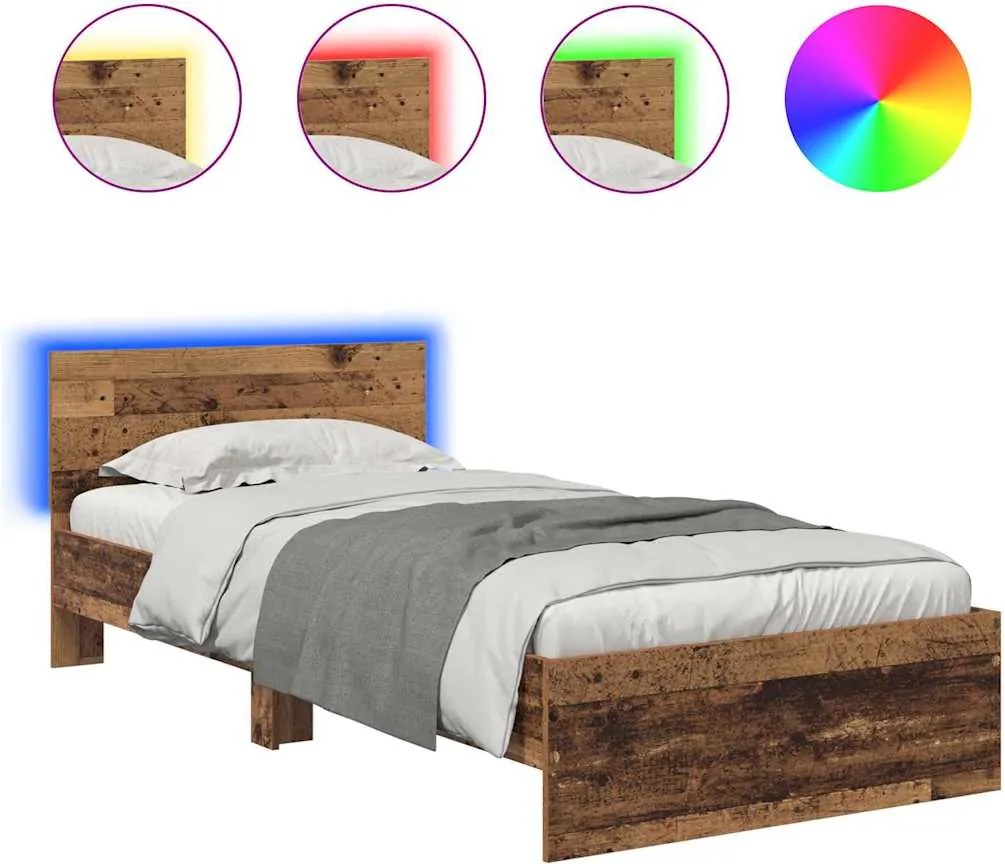 vidaXL Cadru de pat cu headboard Lemn Vechi 100 x 200 cm Lemn compozit