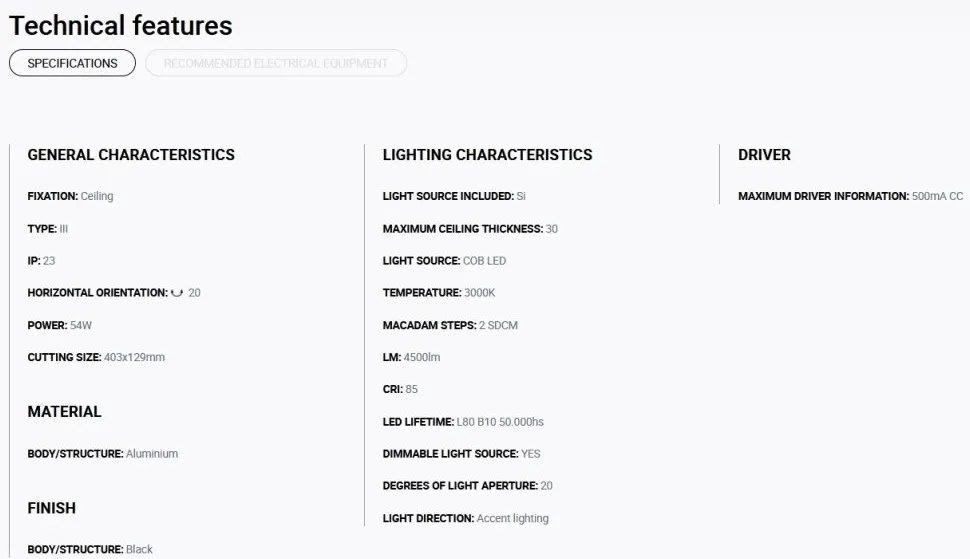 Spot LED incastrabil MINI COLIN-3 Black recessed 54-75W 3000K 20°