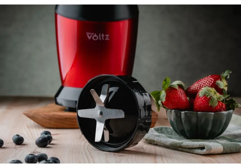 Nutri Blender Oliver Voltz OV51162DR, 1200 W, 2 pahare, Fara BPA, 1L/800 ml, Zdrobire gheata, Rosu