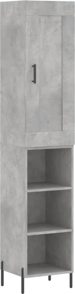 vidaXL Dulap înalt, gri beton, 34,5x34x180 cm, lemn prelucrat